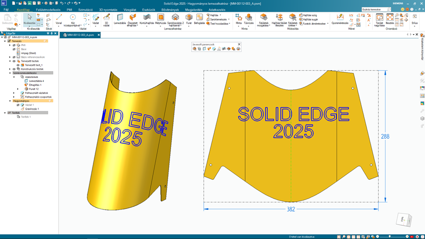 Solid Edge 2025 - Lemezalkatrész környezet