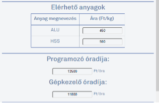 Elérhető anyagok