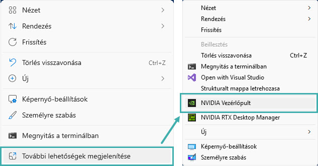 Windows 11 rendszerben az NVIDIA beállítások előhívása