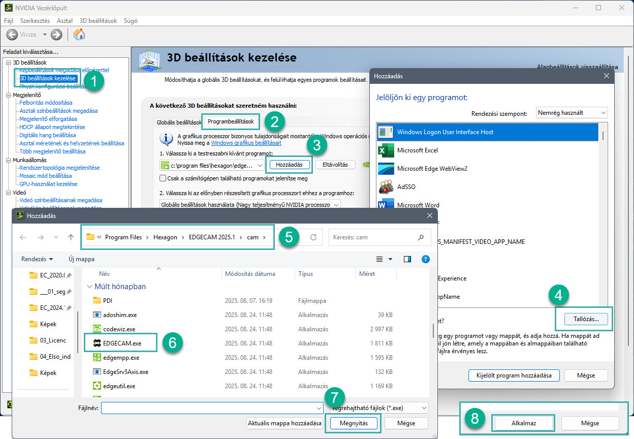 A további alkalmazások hozzáadásának lépései