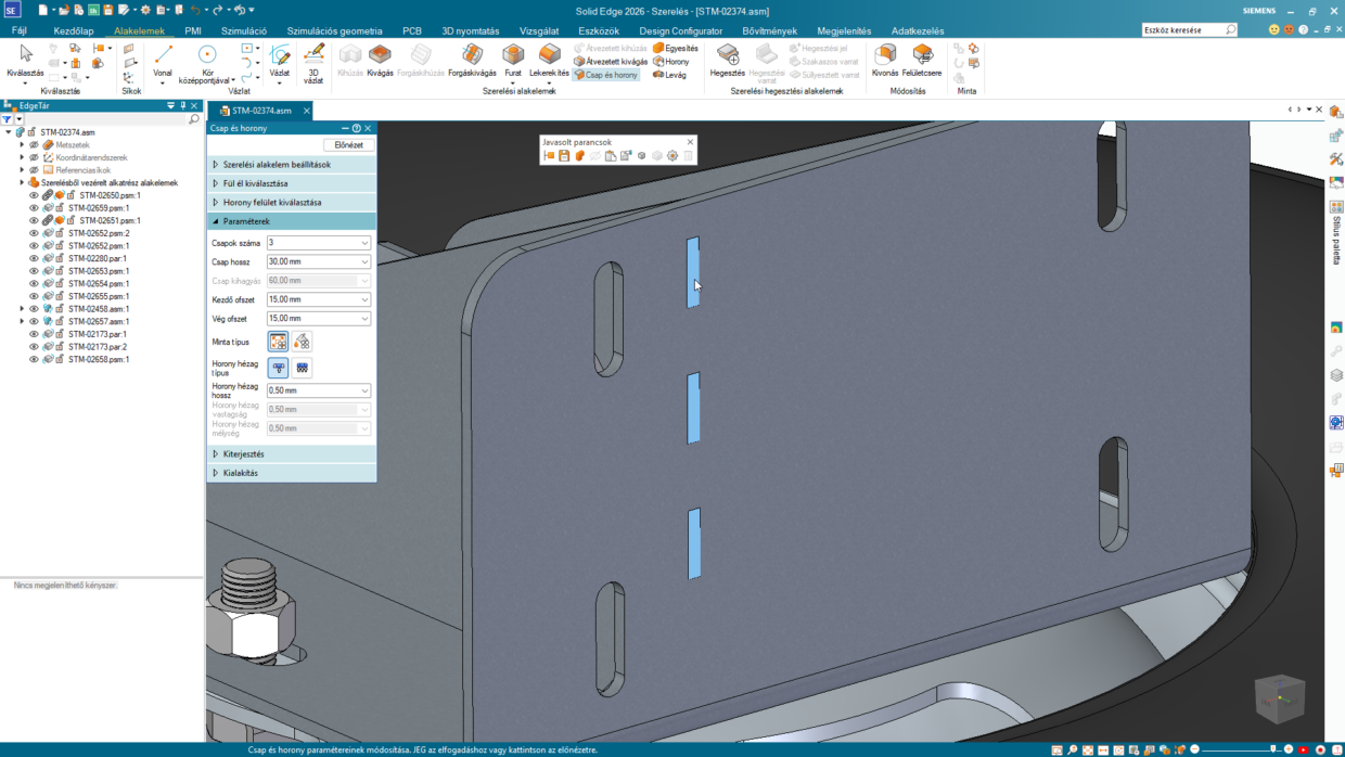SolidEdge 2026 csap horony