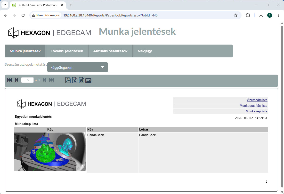 EDGECAM 2026.1 3D munkajelentés