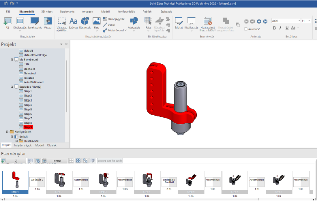 Solid Edge 3D Publishing – többoldalas interaktív 3D dokumentum szerelési utasításokkal”
