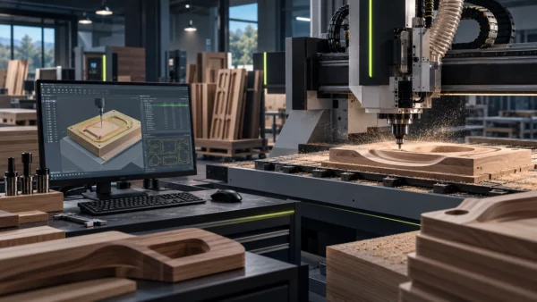 Faipari CNC-megmunkálás digitális gyártás-előkészítéssel egy modern CNC műhelyben